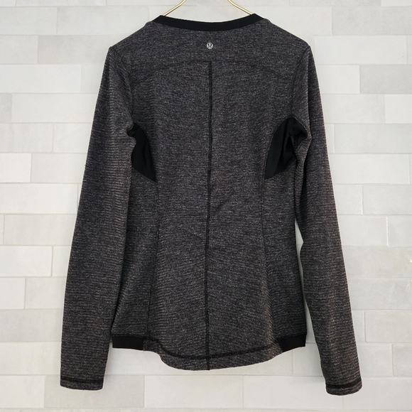 Lululemon Base Runner Long Sleeve Crewneck Top Mini Check Pique Heathered Black - Picture 5 of 9